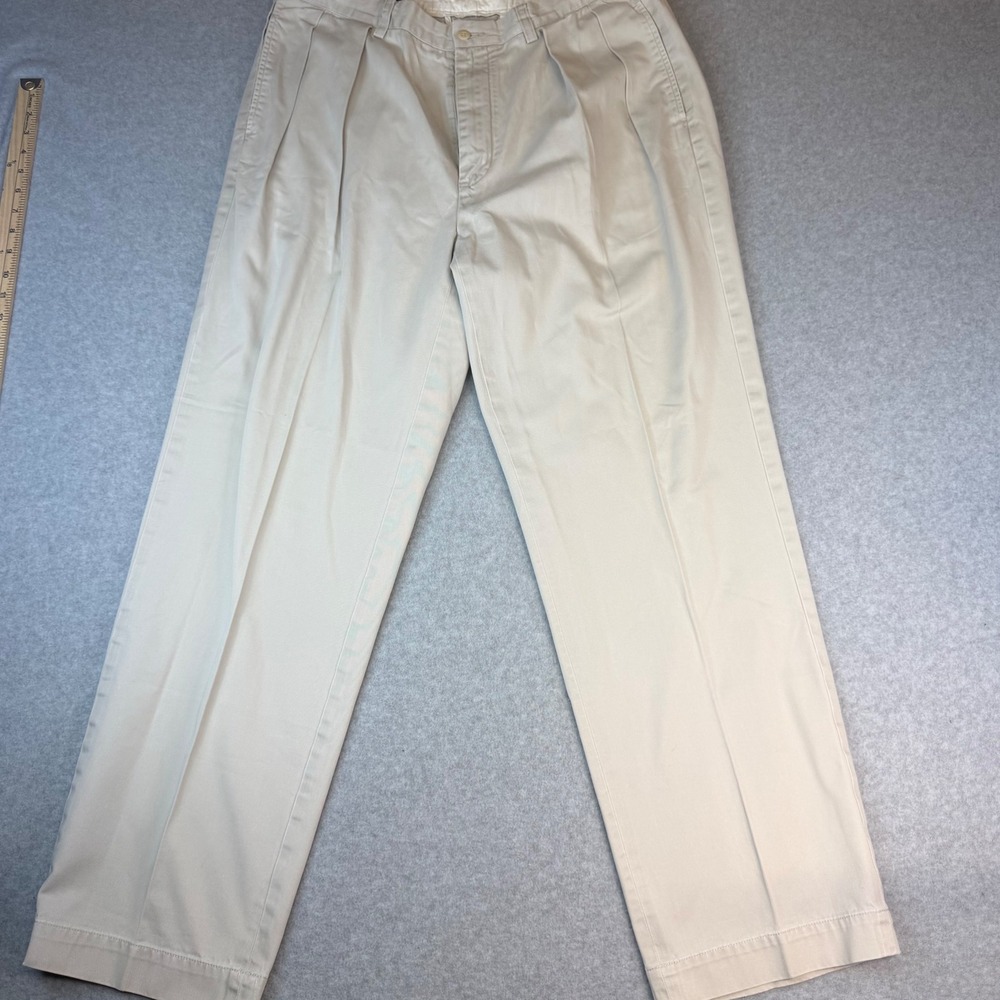 Polo Ralph Lauren Andrew Pant Mens 36x32 Tan Khaki Double Pleated Cotton Chinos